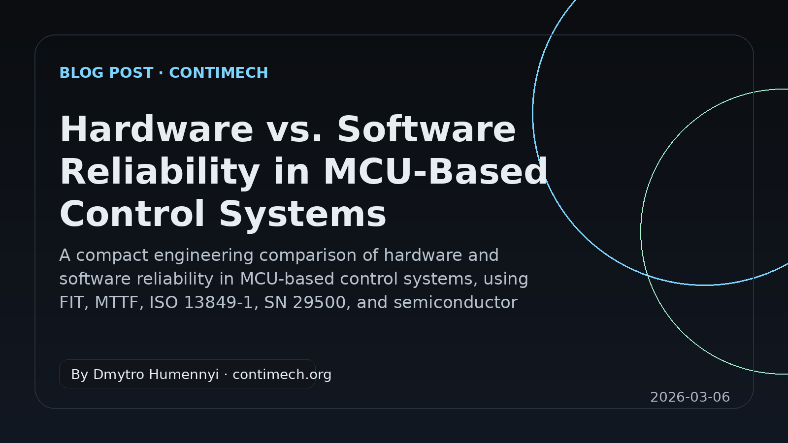 Cover image for Hardware vs. Software Reliability in MCU-Based Control Systems