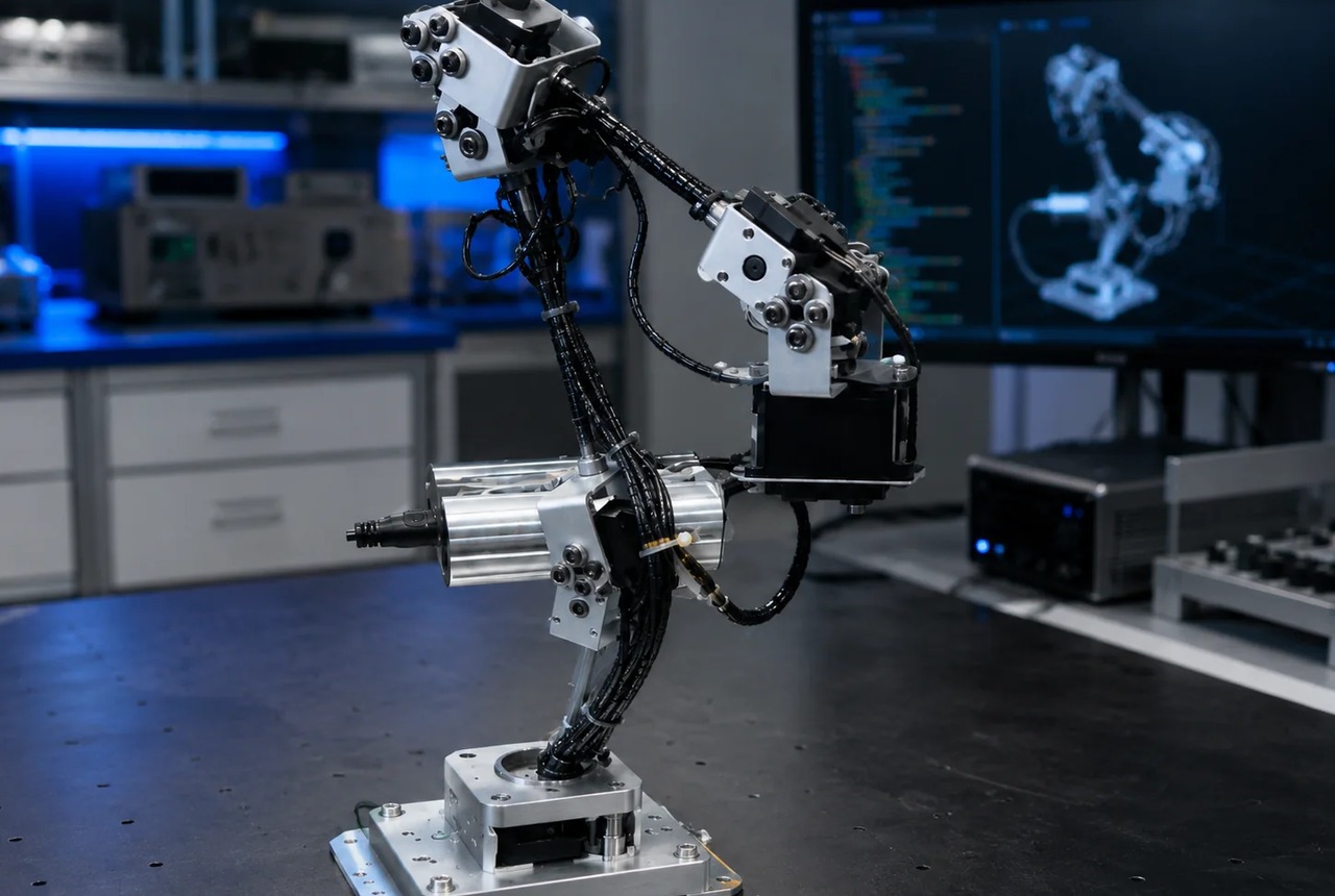 Robotic manipulator in a lab used to illustrate reconfiguration and control research
